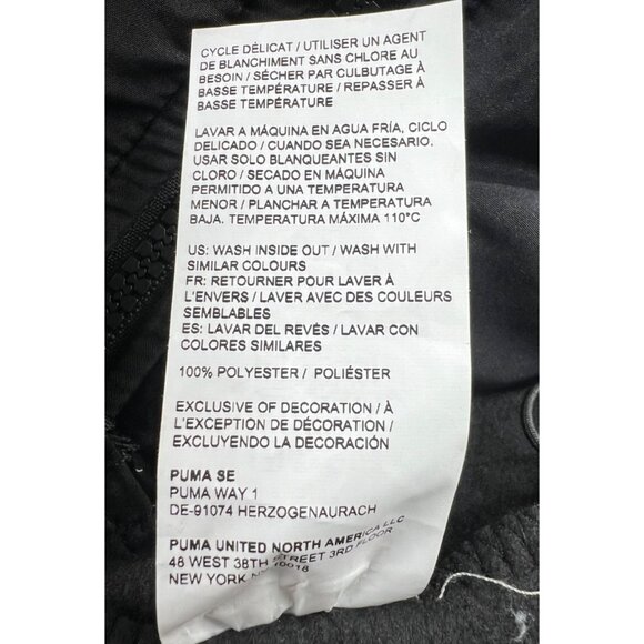 Puma Mens Black Zip-Up Fleece Jacket With Nylon Chest Panel & Logo Size XL - Picture 8 of 14